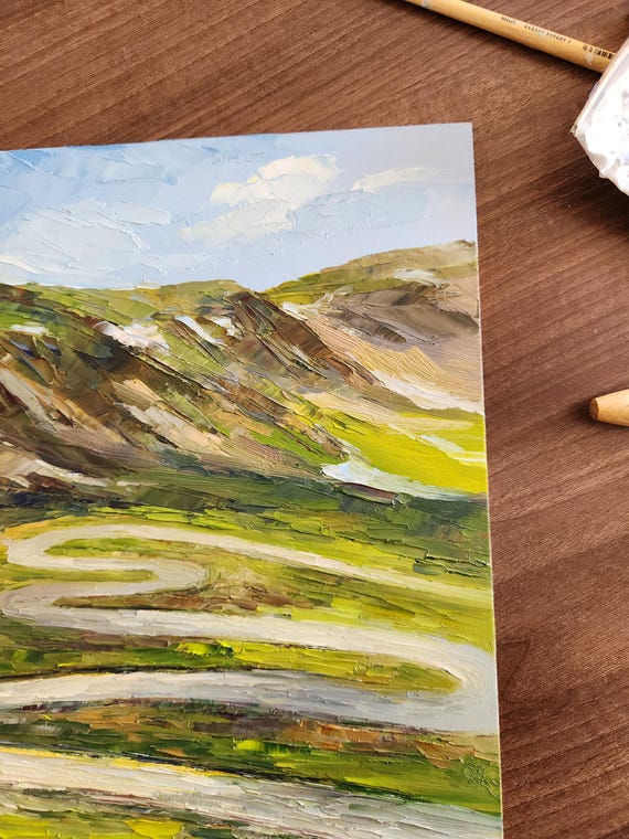 トランスアルピナの絵画：カルパティア山脈の風景油絵（12x10インチ