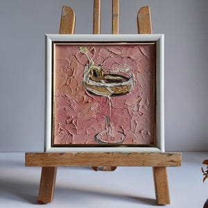 Dirty Martini and Olives Painting Cocktail Art Bar Kitchen Decor Home Wall Art Olives Impasto Oil Painting Kitchen Still Life 6 by 6 in