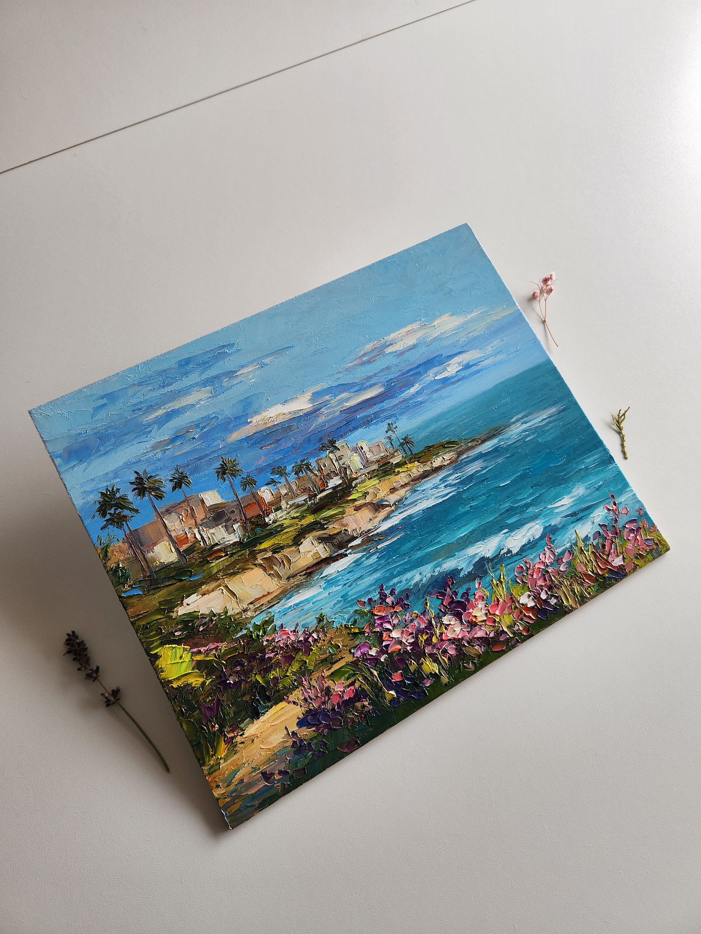 な 絵画カリフォルニアビンテージアート Caliは西海岸ロサンゼルスの空気感を表現したヴィンテージ風