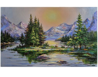 絵画　アート　美術品　山　風景　趣味　飾り　壁掛け　住まい 山の壁アートオリジナル、室内装飾用の自然風景、アメリカ国立公園