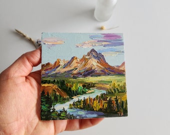 Grand Teton Oil Painting: Wyoming Mountain Landscape Art