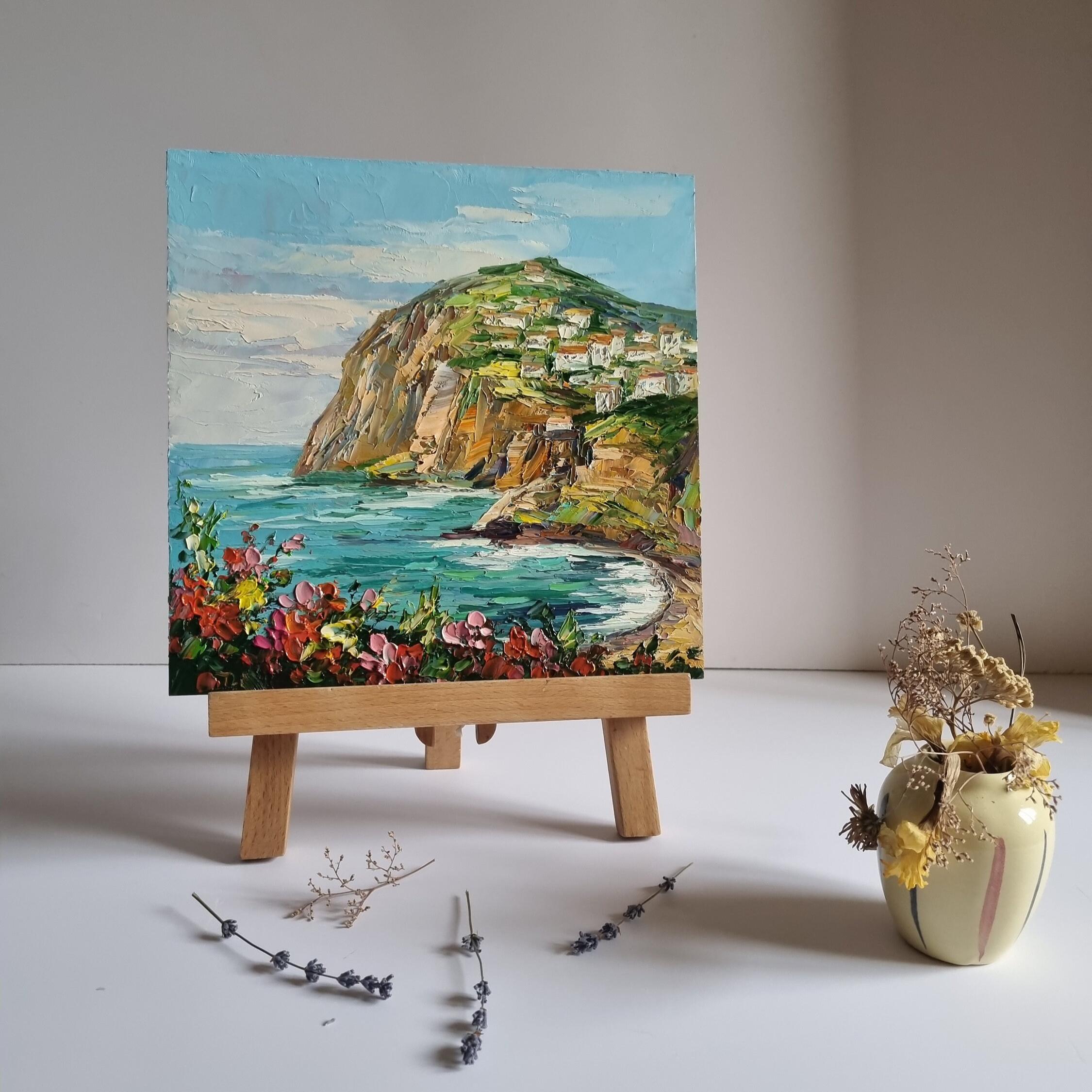 Madeira Seascape Painting, Impasto Oil Painting, Coastal Wall Art