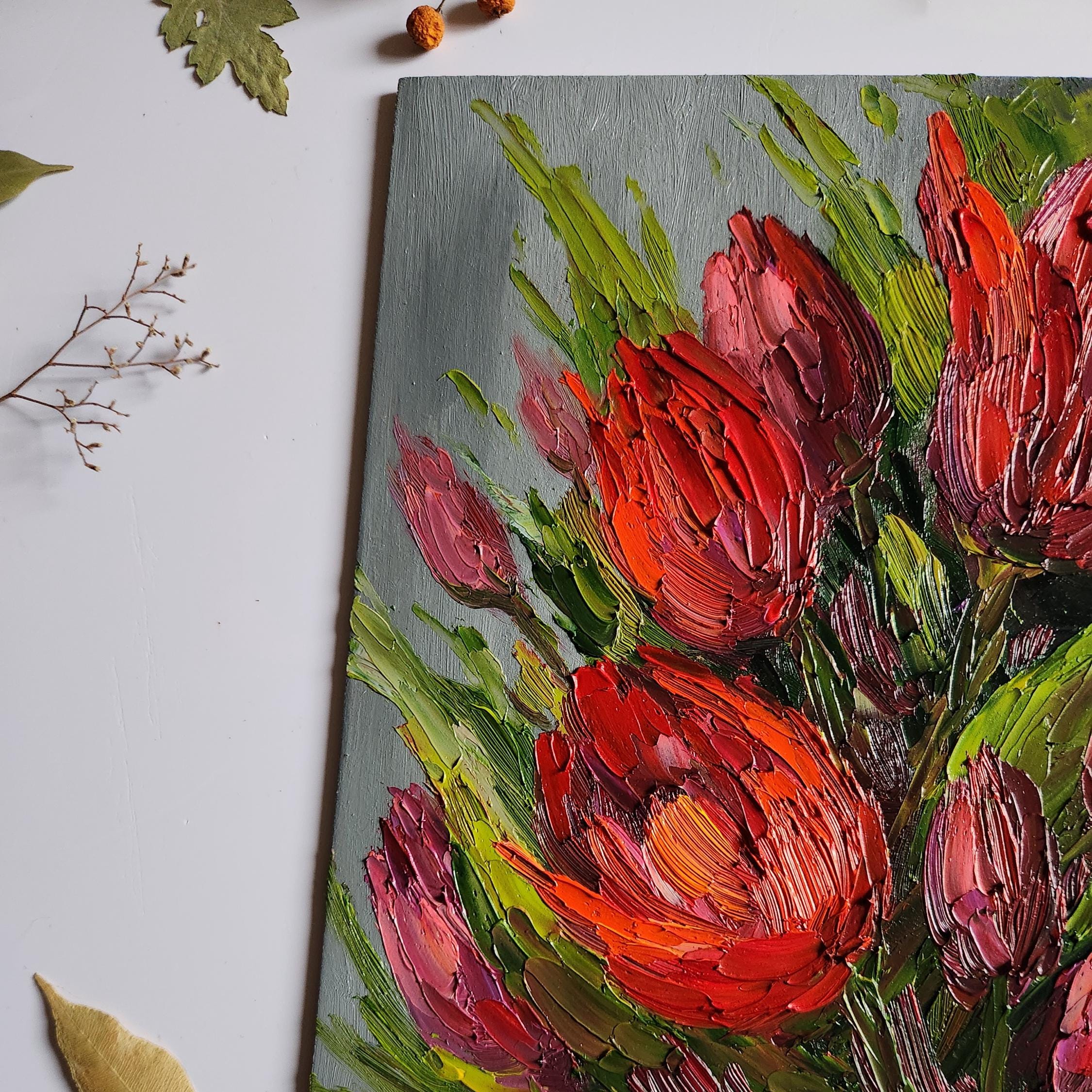 油絵 赤いチューリップ チューリップの絵画 赤いチューリップの絵画 油絵 花の絵画 壁