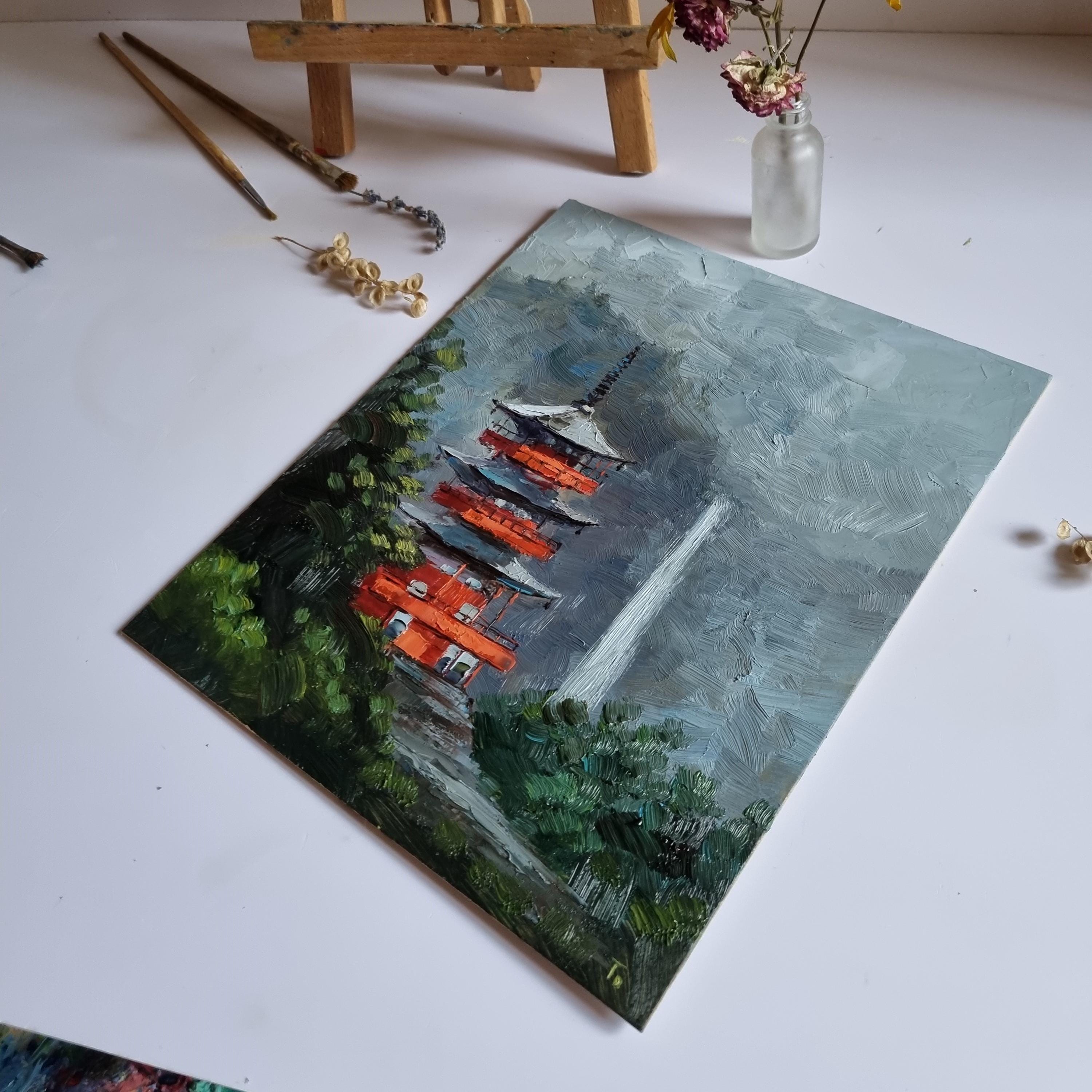 Japan Temple Oil Painting: Nachi Falls Seigantoji, Landscape Wall