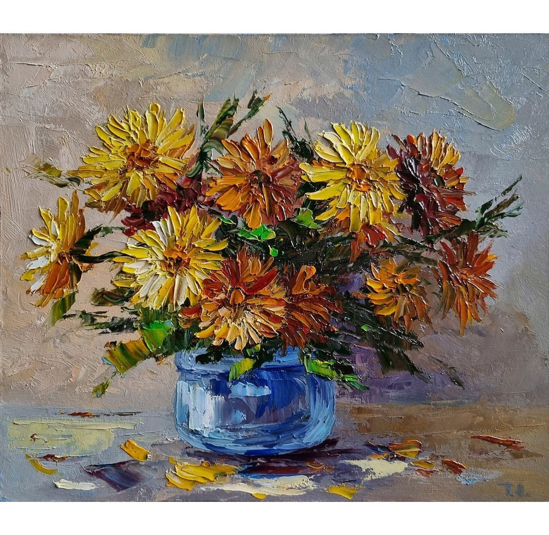 花の絵　花束　花　フラワー　フラワーアレンジ　版画　絵画　アートフラワー 額装☆アメリカで版画化☆花の絵 花 フラワー 版画 ブルー