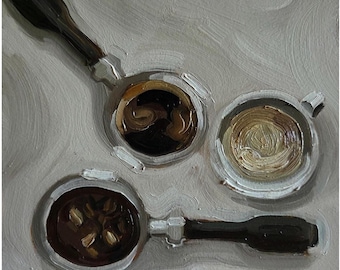 Impasto Coffee Cup Oil Painting: Kitchen Still Life Art, 8x8