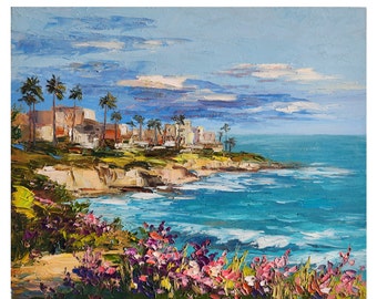 Laguna Beach Kalifornien, Küstenmalerei, kalifornische Wandkunst, Ozeanmalerei, Wandkunst, Klippen, Meereslandschaftsmalerei, Ölgemälde, 10 x 12 Zoll