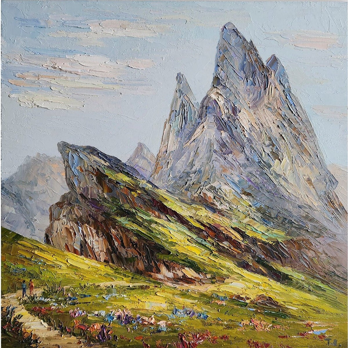Italian Alps Oil Painting: Dolomites Mountain Landscape Impasto Art - Etsy