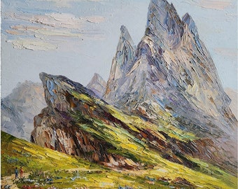 Italy Landscape Painting Dolomites Painting Alps Mountain Wall Art Italy Painting Impasto Mountain Art Wall Art
