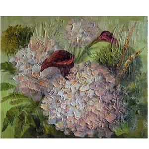 Hydrangea Oil Painting Calla Painting Summer Flower Bouquet Wedding flowers wall art 10 by 12 in