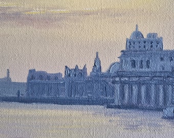 ヴェネツィアのゴンドラの夕日の油絵、大運河アート（16x19インチ