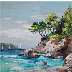 Original Corfu Greece Painting Original Landscape Paintings Corfu Island Painting 10 by 10 Inches