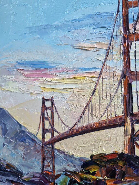 Awesocrafts Kit Pittura Con Numeri Golden Gate Bridge San Francisco - Tela 40x50 Cm Senza Cornice, Colori Acrilici E Pennelli - 3