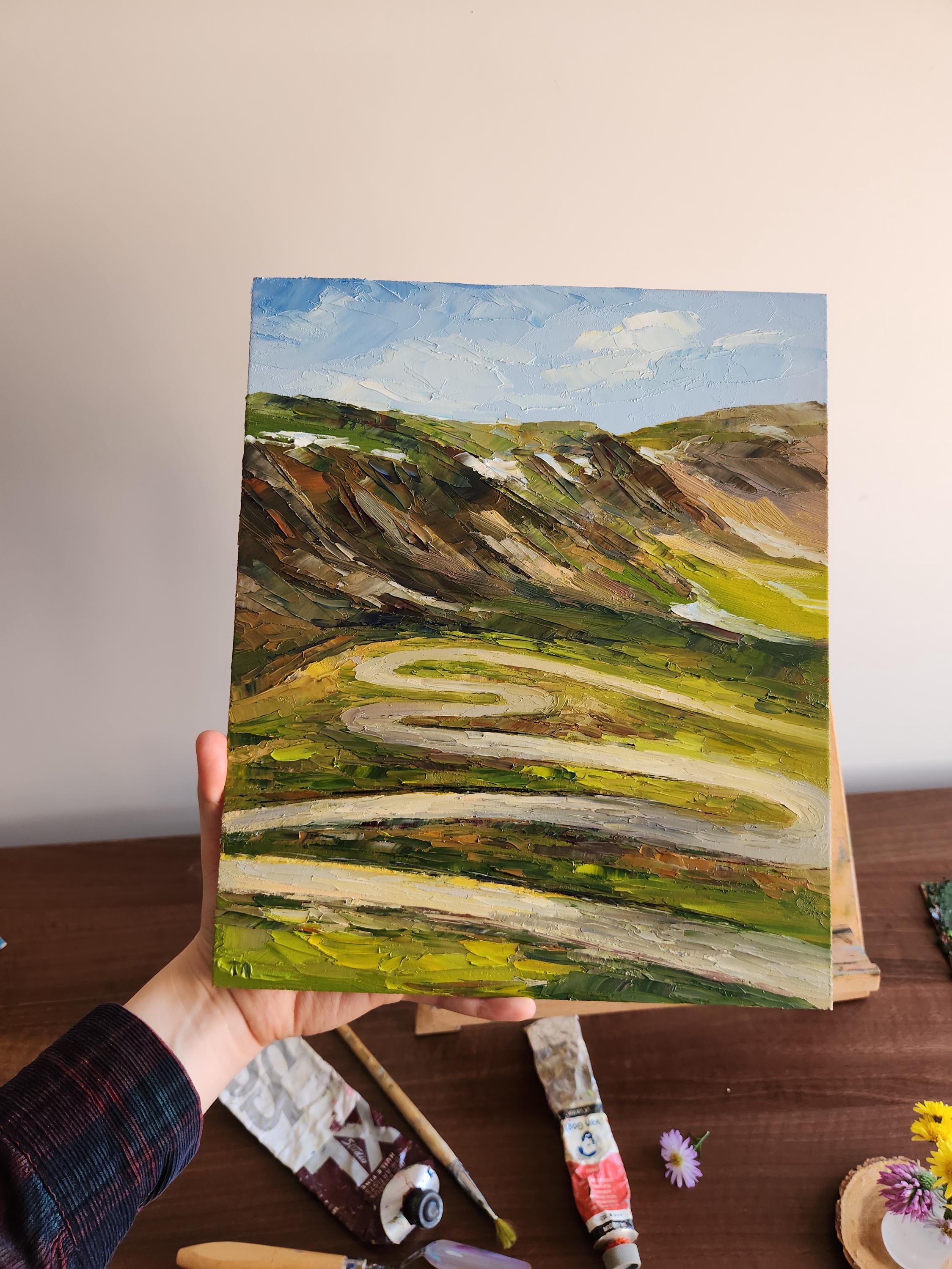 トランスアルピナの絵画：カルパティア山脈の風景油絵（12x10インチ