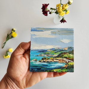 Monterey  Painting Big Sur Monterey Painting California Coastline Original Art Painting Seascape Wall Art 4 by 4 inches