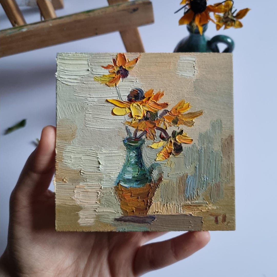 Rudbeckia Oil Painting Floral Original Art Impasto Floral Painting ...