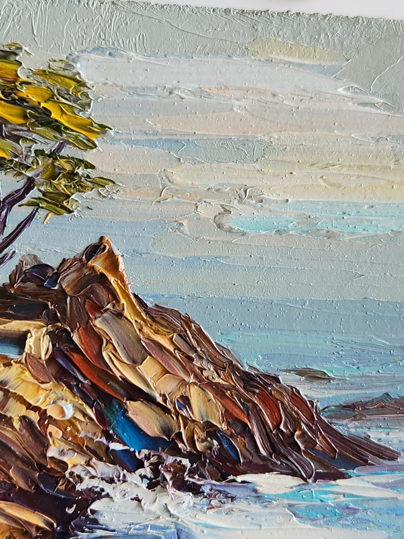 The Lone Cypress Painting,Monterey Painting,Pebble Beach California Painting,Wall Art,4 by 4 inches image 8