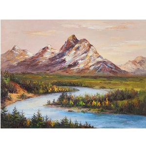 Grand Teton Painting Teton Large Canvas Oil Painting Lake Grand Teton National Park Wyoming Sunset Mountain Art Wall Art 24 by 32 inches