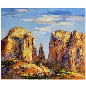Arizona Landcape Painting Sedona Painting Cathedral Rock Wall Art 11 by 13 inches