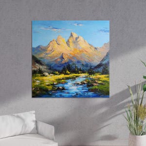 Grand Teton Painting Large Canvas Painting National Park Wyoming Wall Art 30 by 30 inches
