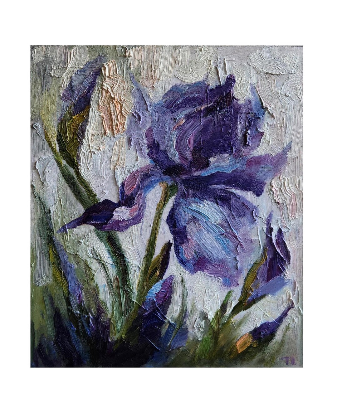 Iris Impasto Oil Painting Impasto Floral Painting Still Life Oil ...