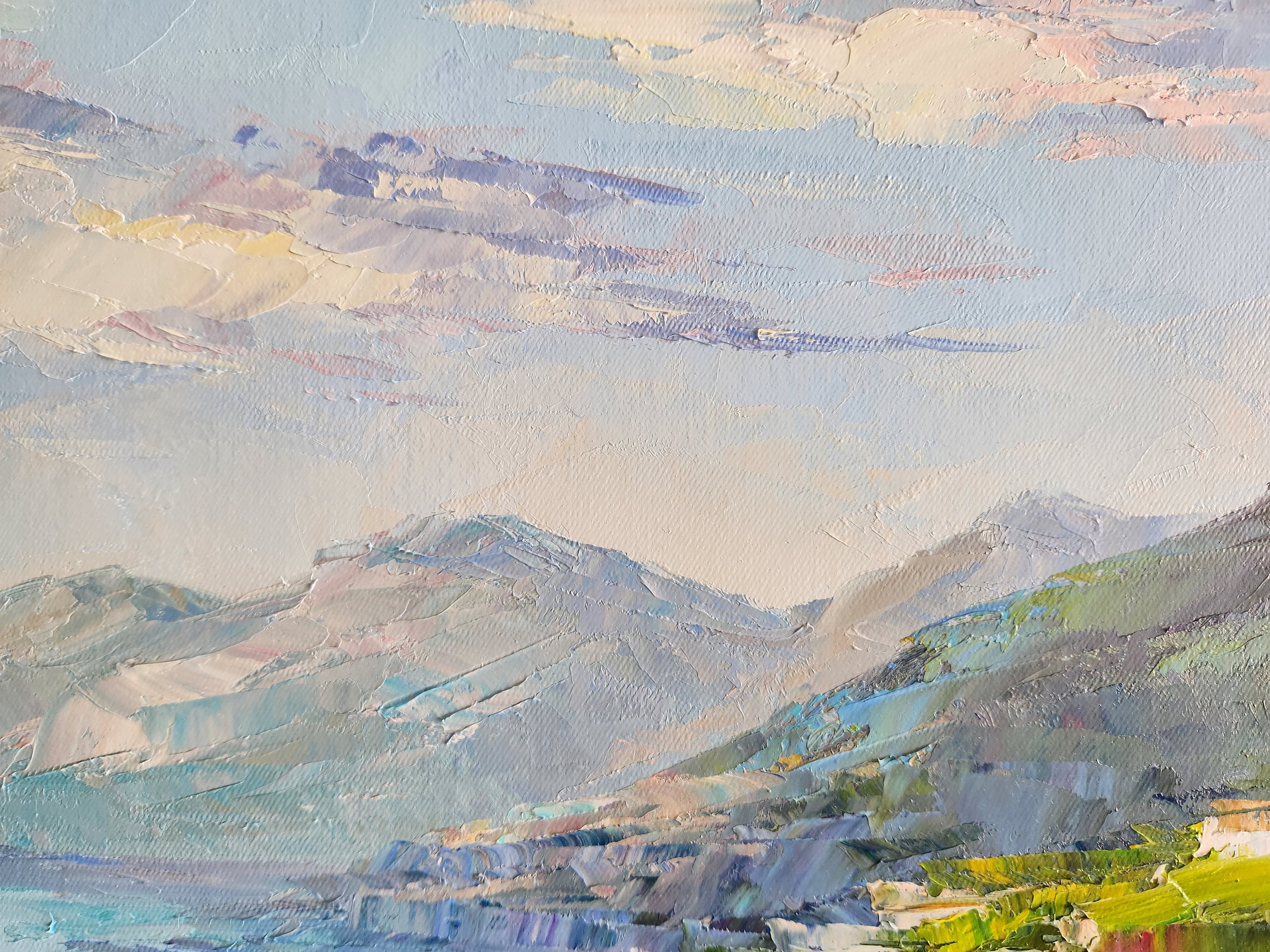 大型油絵 絵画 マルコ 作 イタリア風景・ヴァレンナの街 イタリア風景 定価550000円 : イタリア絵画 油絵 マルコ 作 「小さな村の路地」風景画