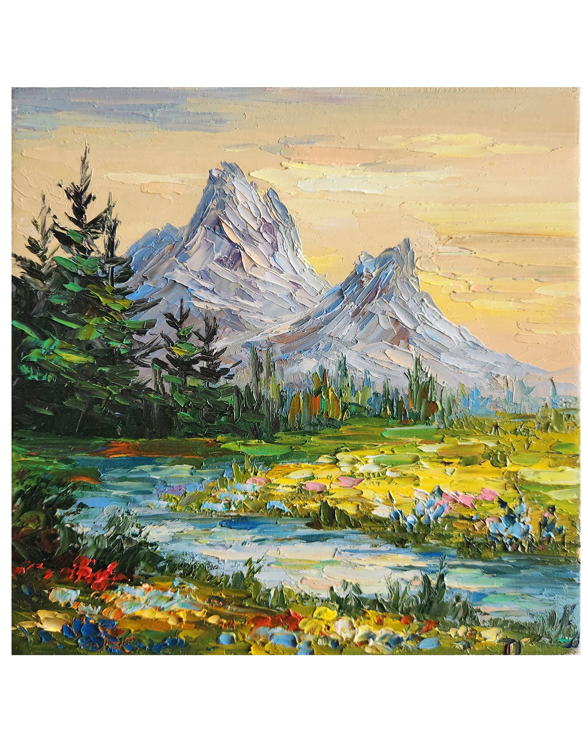 Grand Teton Oil Painting, Wyoming Mountain Landscape Art (8x8