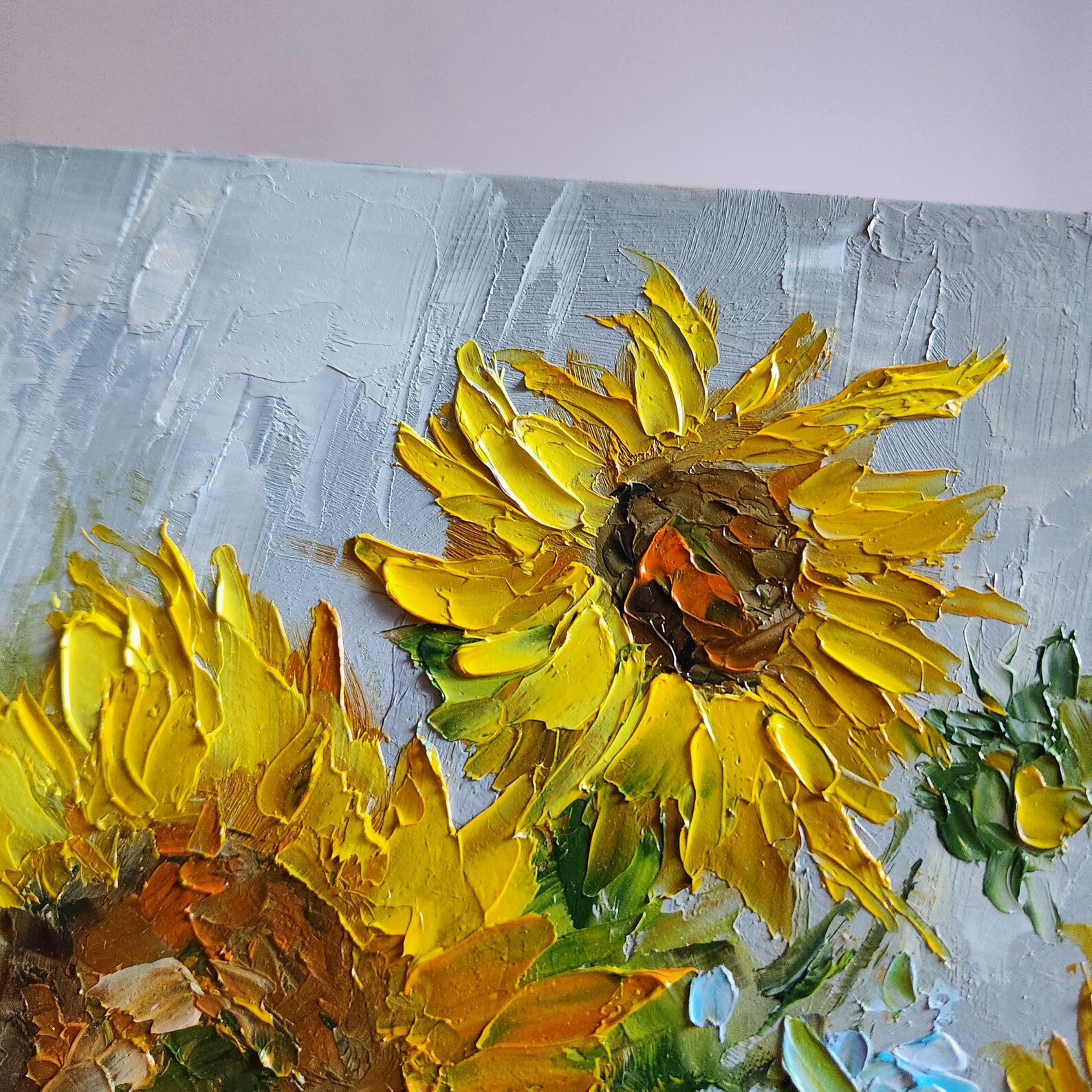 Original Sunflower Oil Painting: Impasto Floral Wall Art (10x10 In) - Etsy