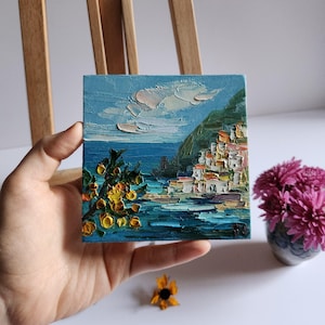Positano Oil Painting: Amalfi Coast Lemon Tree Art