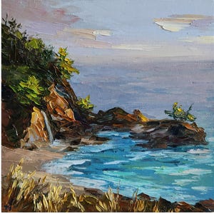 McWay Falls Oil Painting: Big Sur Coastline Landscape Art (10x10 inches)
