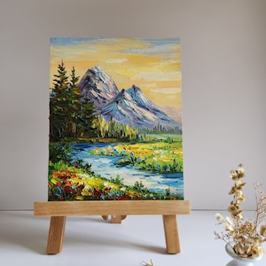 Grand Teton Painting Lake Grand Teton National Park Wyoming  Mountain Art Wall Art 10 by 8 inches