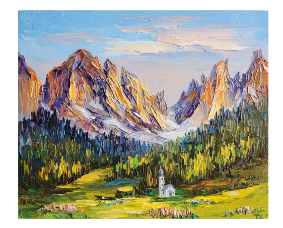 Tableau Toile Dolomites Panorama 100x70cm - Impression Nature Montagne Châssis Bois