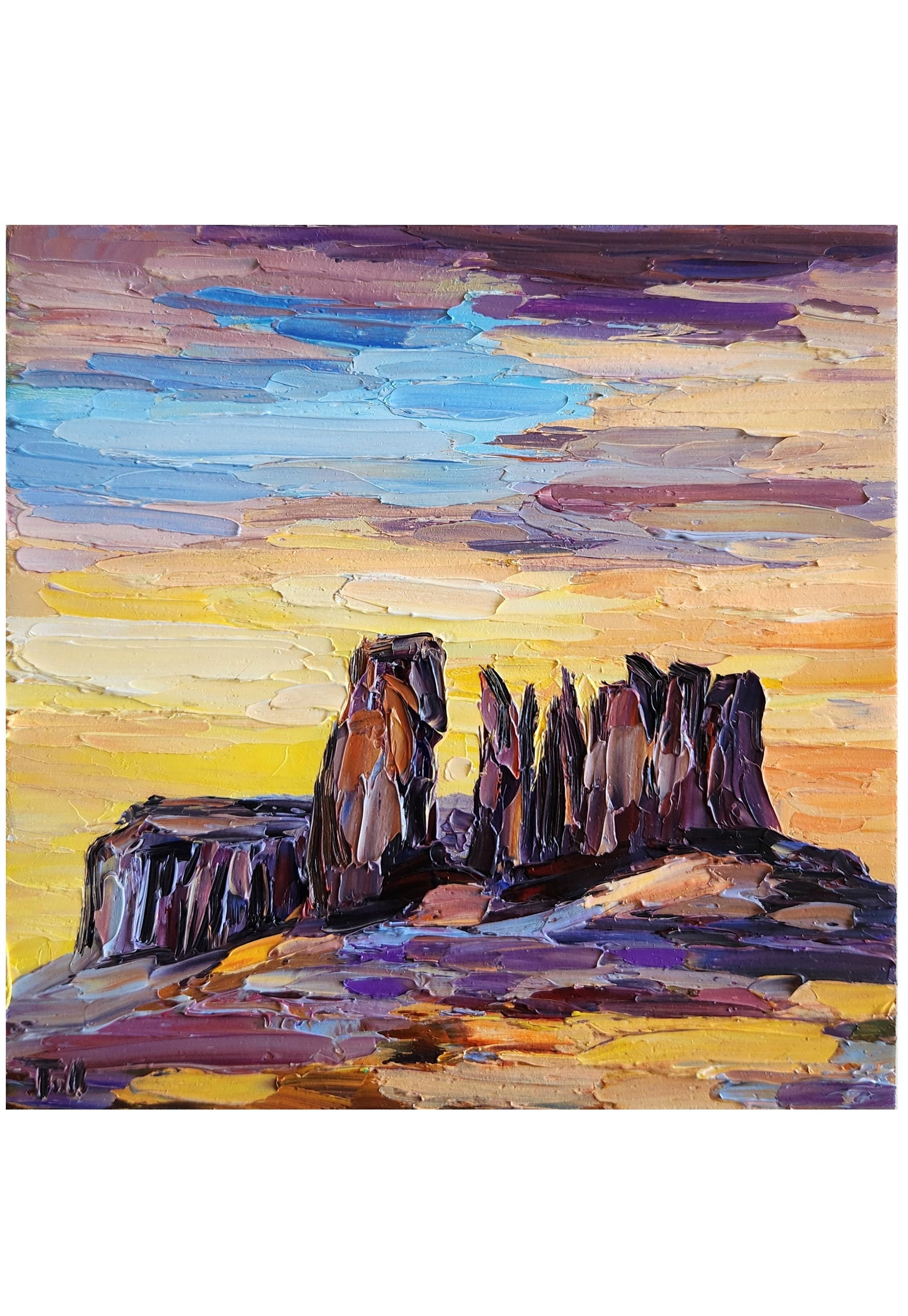Sonoran Desert Painting Sunset Sonoran Desert Arizona Landscape Painting 6 by 6 inches