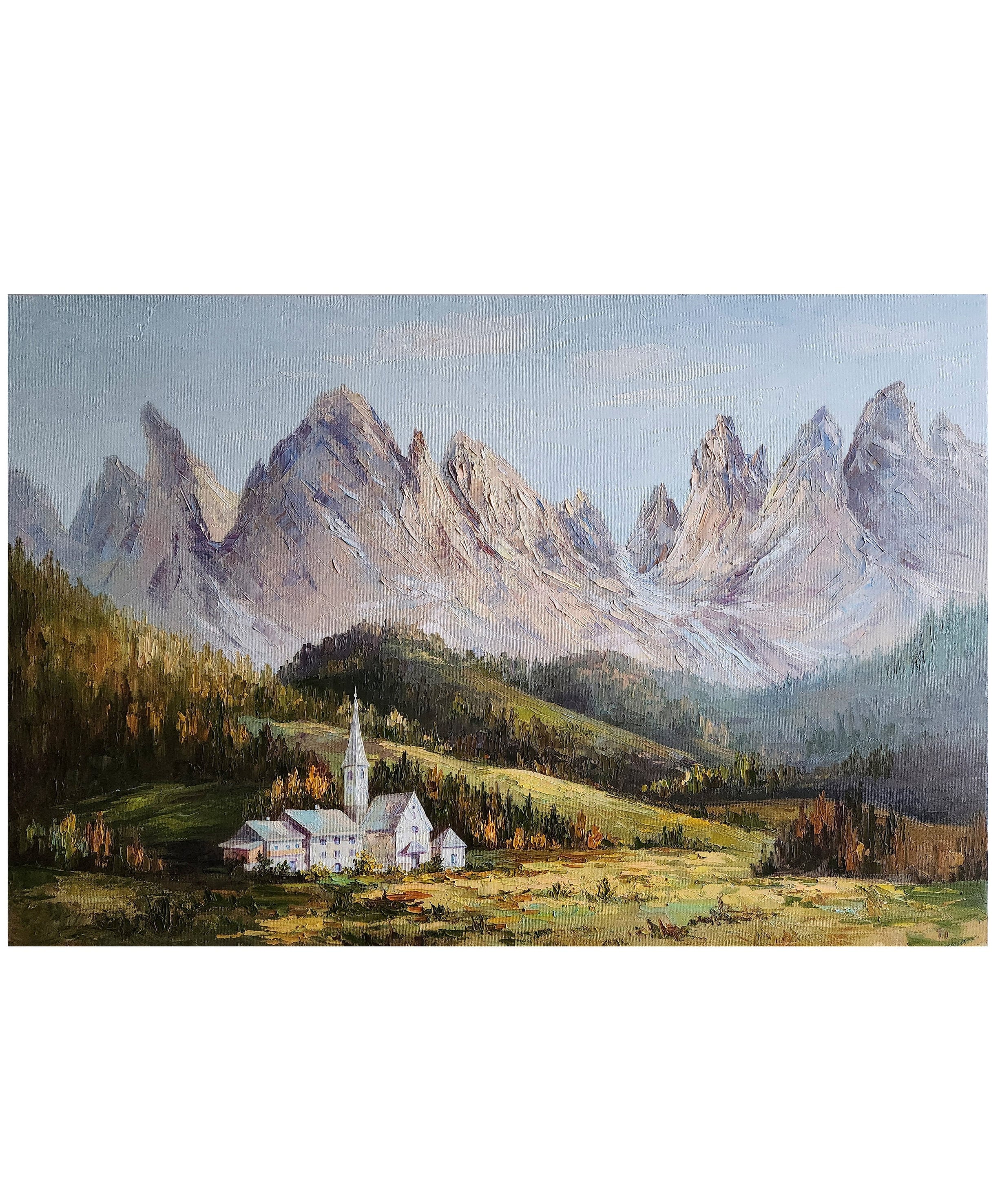 Original Dolomites Painting Large Canvas Dolomites Mountains Painting Unique Gift Alps Italian Large Wall Art Large Canvas 20 by 30 in