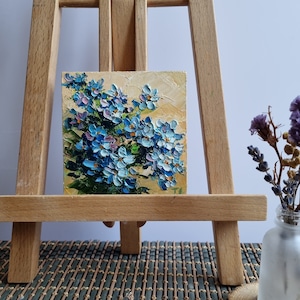 Forget-Me-Not Painting Blue Flower Painting Floral Painting Wall Art 4 by 4 inches