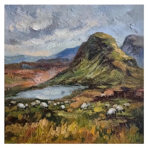 Original Scotland Oil Painting Impasto Hand Paintinted Scotland Landscape Wall Art Travel gift 20 by 20 in