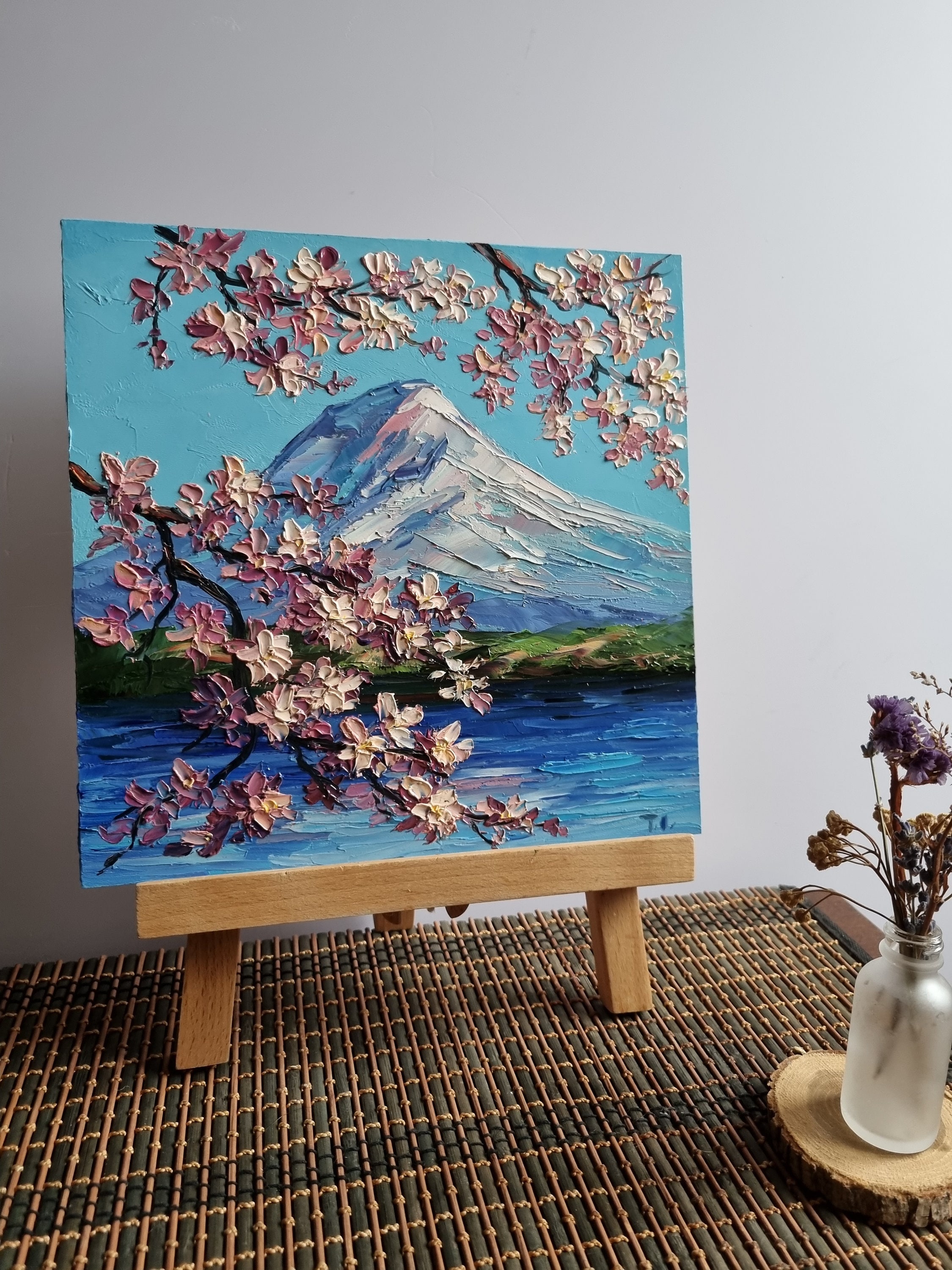 辰 oilpainting from Japan Springtime in Japan: Oil Painting - Oil