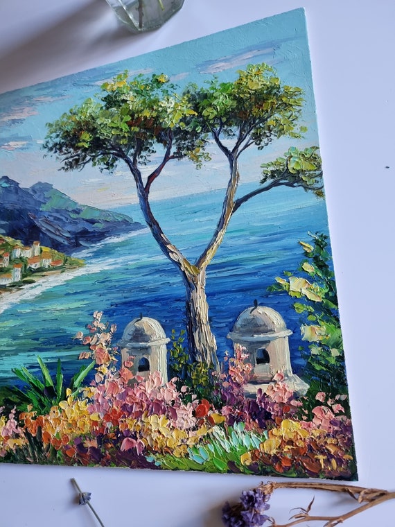 ラヴェッロ ヴィラ ルフォロ 絵画 トスカーナの赤いポピー イタリア 海