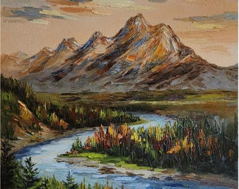 Grand Teton Oil Painting: Wyoming Mountain Landscape Art, 20x20