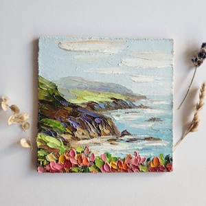 Big Sur Coast Oil Painting: California Landscape Art (4x4 inches)