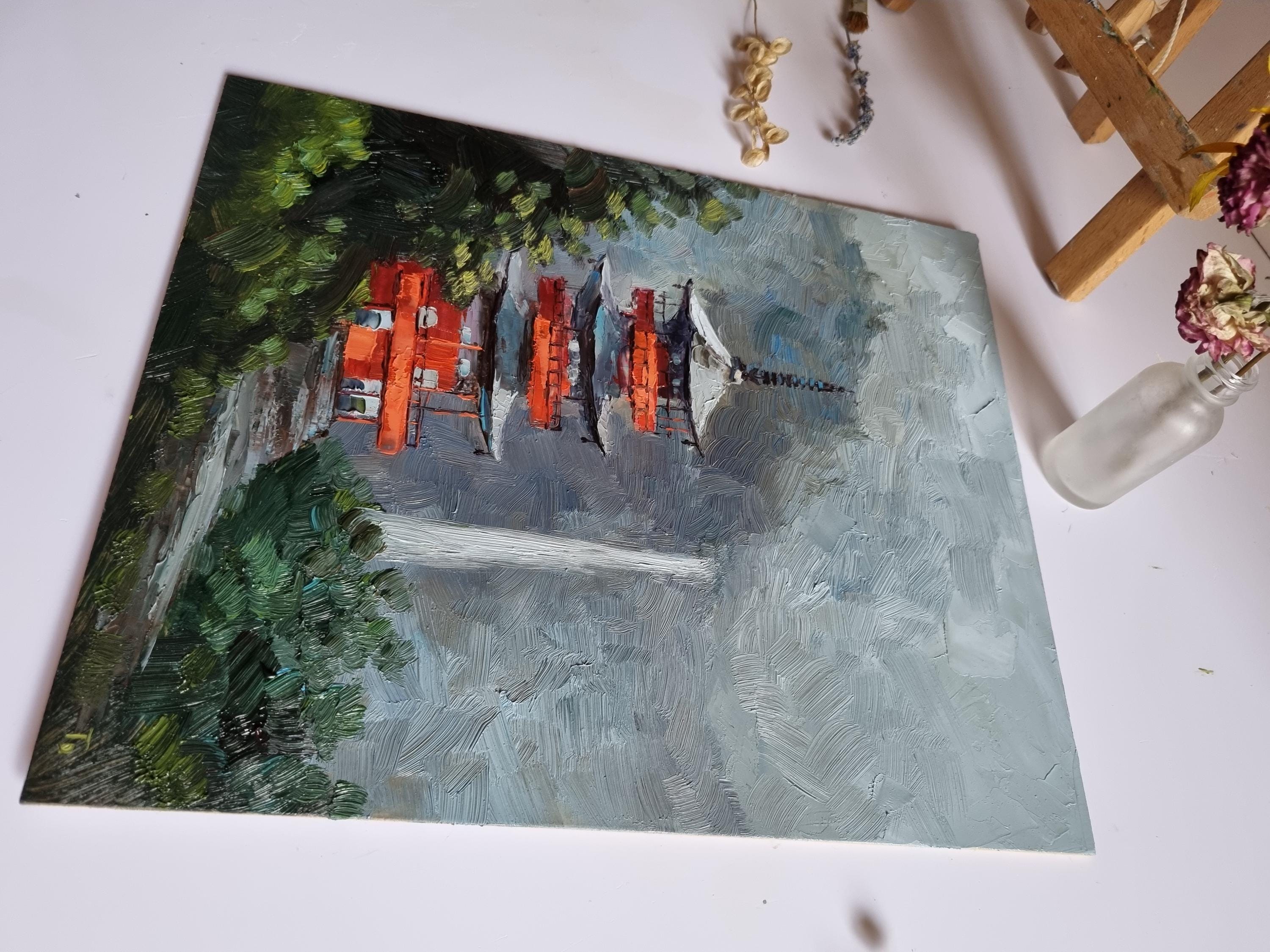 Japan Temple Oil Painting: Nachi Falls Seigantoji, Landscape Wall