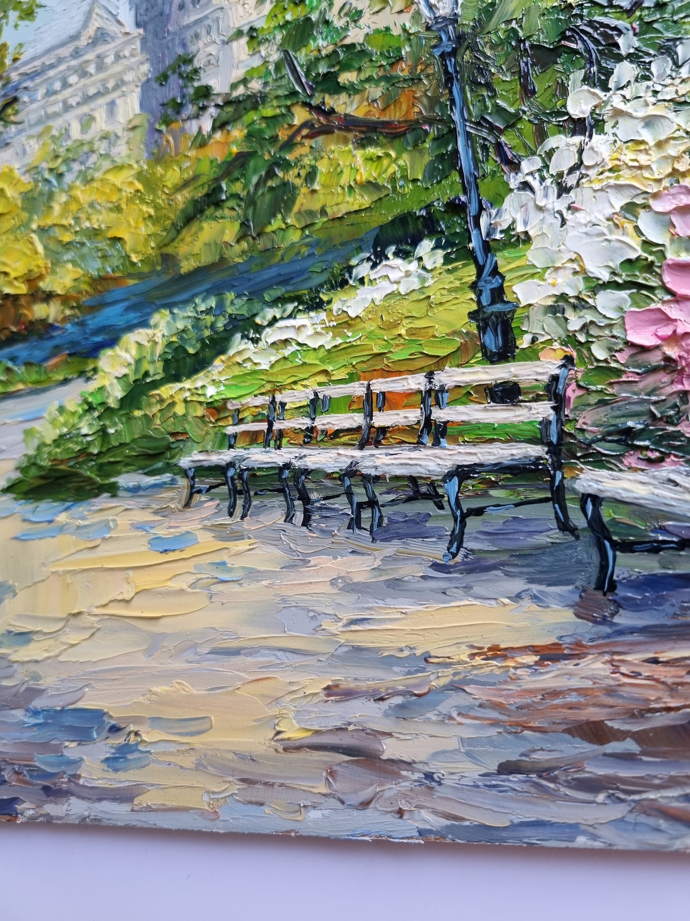 Central Park Painting New York Original Art Spring Flower Central