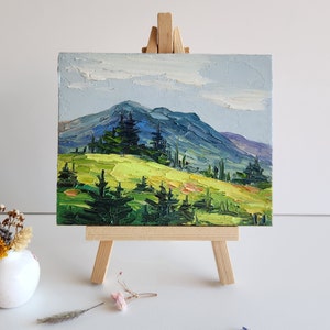 Colorado Landscape Rocky Mountains Oil Painting Colorado Landscape Original Art Impasto painting pine trees wall art 4 by 5