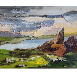 Isle of Sky Oil Painting Scotland Impasto Painting Travel Gift Wall Art 8 by 10 in