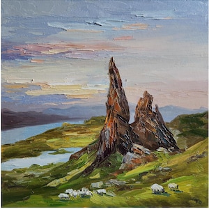 Isle of Sky Painting Scotland Painting  Wall Art 13 by 13 inches
