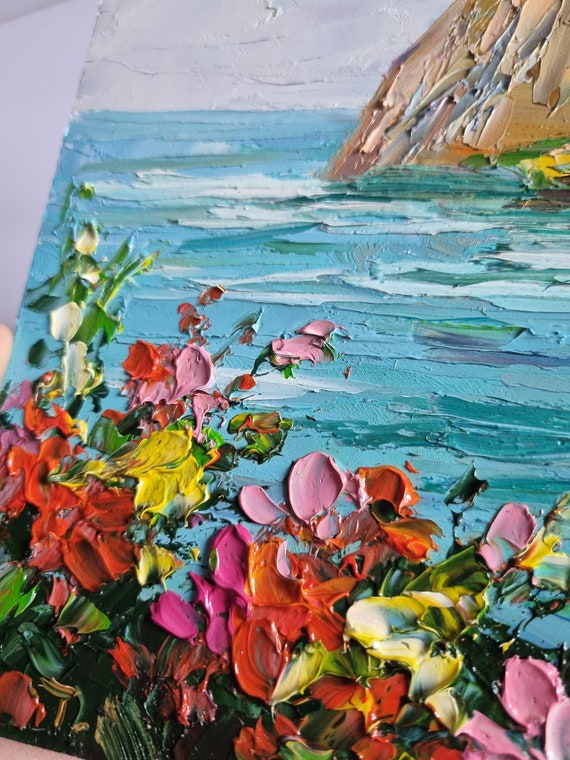 Madeira Seascape Painting, Impasto Oil Painting, Coastal Wall Art