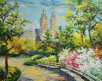 人気特価激安 Park Central Painting Flower Spring Art Original York New 絵画