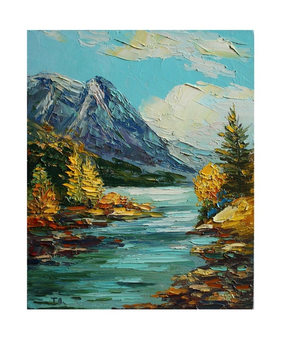 Lake Louise Painting Fall Landscape Painting Mountain Art