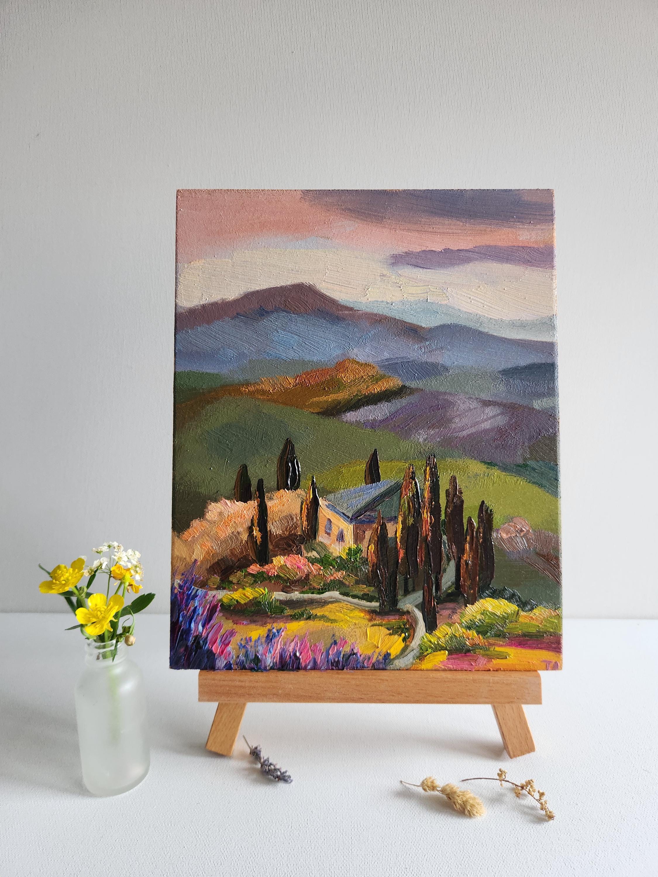 油絵トスカーナ風景 オリジナルのトスカーナ風景油絵：イタリアの田園風景の壁画 - Etsy 日本
