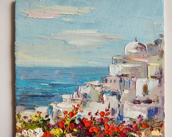 J.クールベ【地中海の眺め】油絵 油彩 J.クールベ【地中海の眺め】油絵